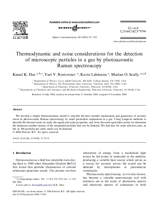 (PDF) Thermodynamic and noise considerations for the detection of ...