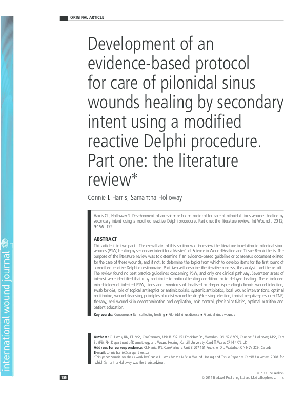 (PDF) Development of an evidence-based protocol for care of pilonidal ...