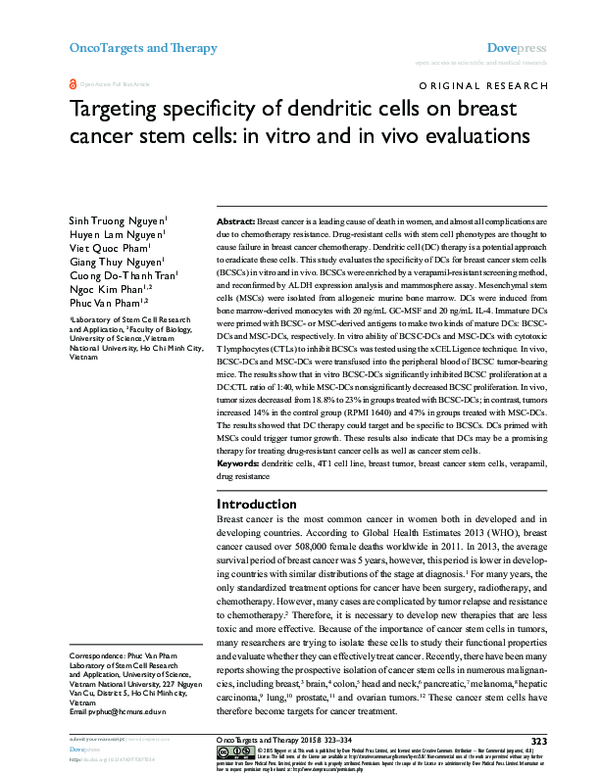 (PDF) Targeting specificity of dendritic cells on breast cancer stem ...