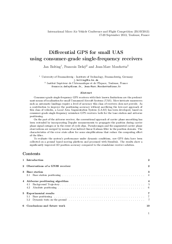 (PDF) Differential GPS for small UAS using consumergrade single