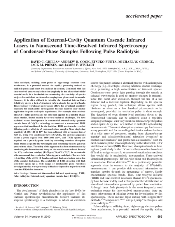 (PDF) Application of External-Cavity Quantum Cascade Infrared Lasers to ...