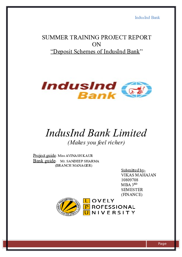 research report on indusind bank