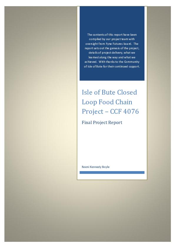 (PDF) Isle of Bute Closed Loop Food Chain Project CCF 4076 Final