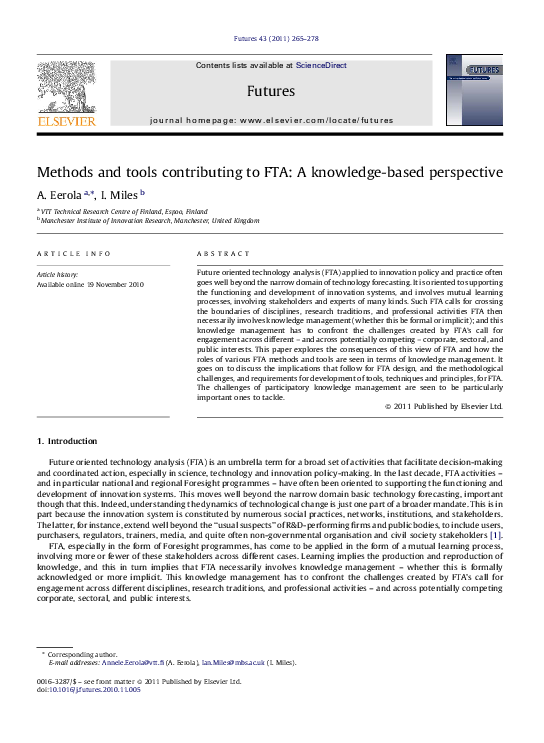 (PDF) Methods and tools contributing to FTA: A knowledge-based perspective