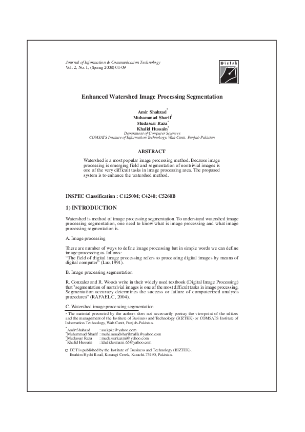 Pdf Enhanced Watershed Image Processing Segmentation Pdf Enhanced Watershed Image Processing Segmentation