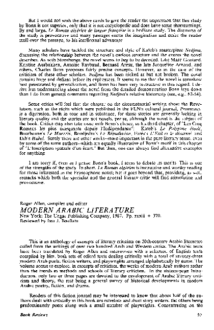 Pdf Roger Allen Compiler And Editor Modern Arabic Literature Issa Boullata Academia Edu