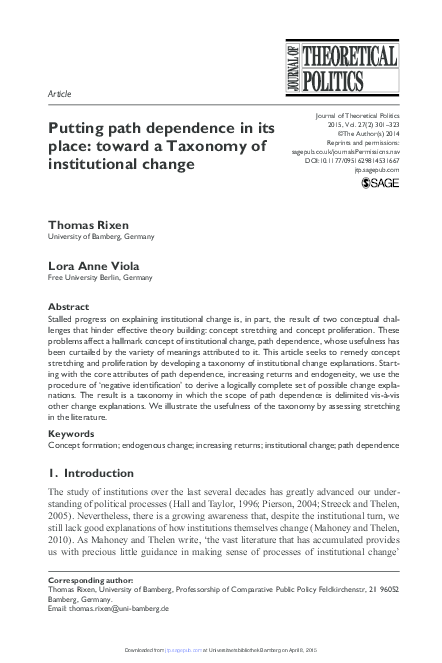 (PDF) Putting Path Dependence in its Place: Toward a Taxonomy of ...