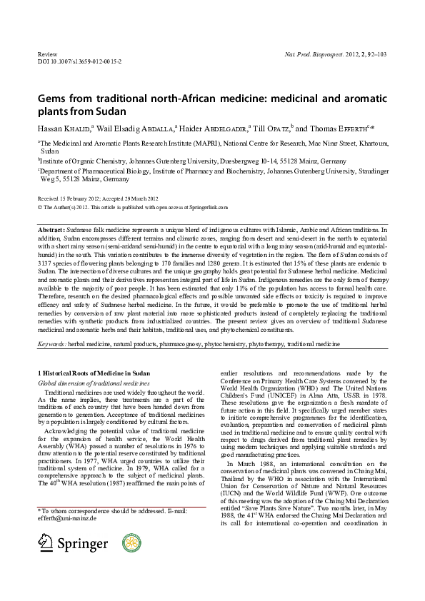 (PDF) Gems from traditional northAfrican medicine medicinal and