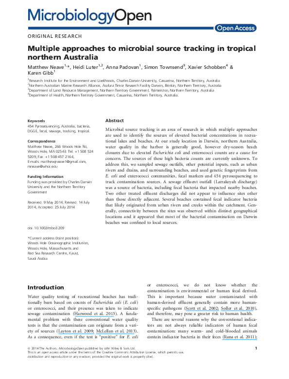 (PDF) Multiple approaches to microbial source tracking in tropical ...