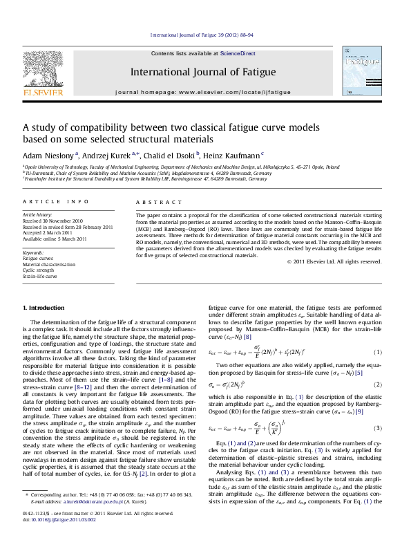 (PDF) A study of compatibility between two classical fatigue curve ...