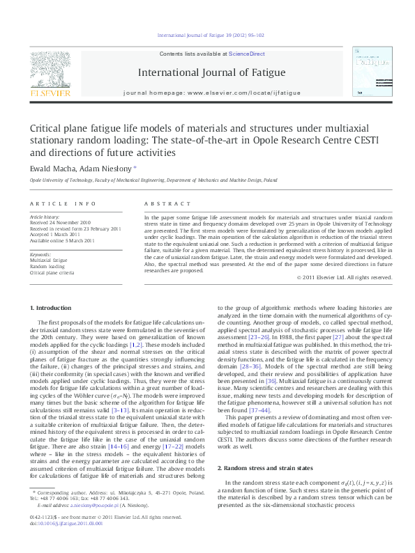 (PDF) Critical plane fatigue life models of materials and structures ...