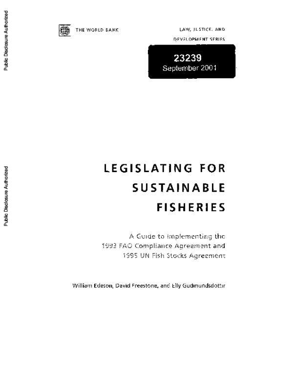 (PDF) Legislating for sustainable fisheries : a guide to implementing ...