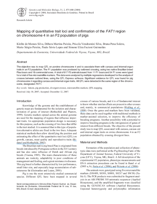 (PDF) Mapping of quantitative trait loci and confirmation of the FAT1 ...