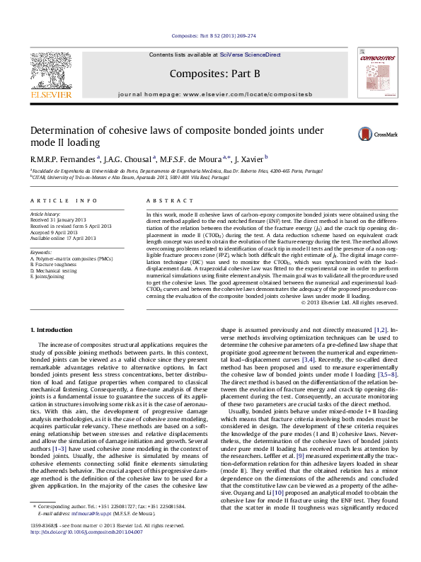 (PDF) Determination of cohesive laws of composite bonded joints under ...