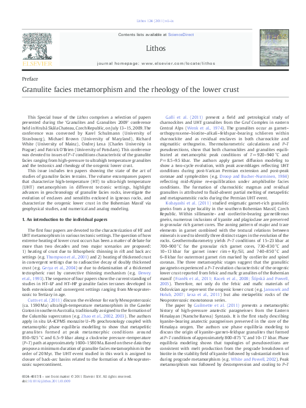 (PDF) Granulite facies metamorphism and the rheology of the lower crust