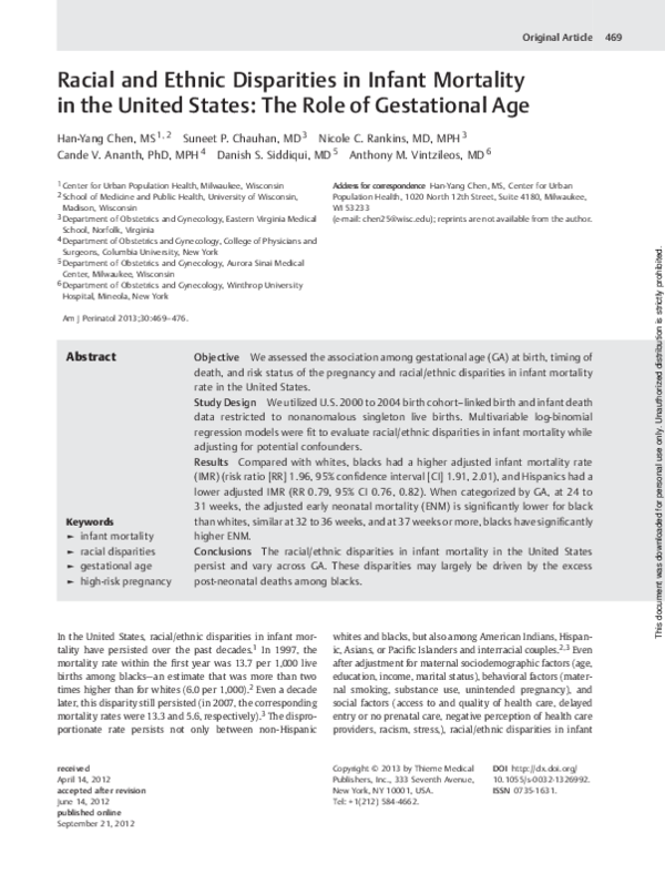 (PDF) Racial and Ethnic Disparities in Infant Mortality