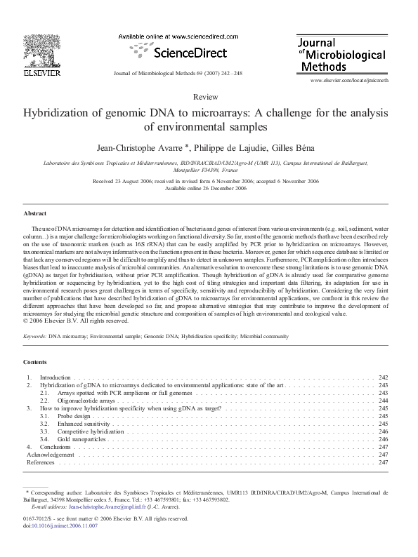 (PDF) Hybridization of genomic DNA to microarrays: a challenge for the ...