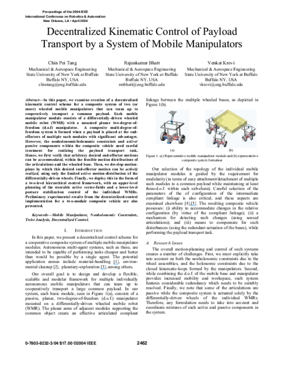 (PDF) Decentralized kinematic control of payload by a system of mobile ...