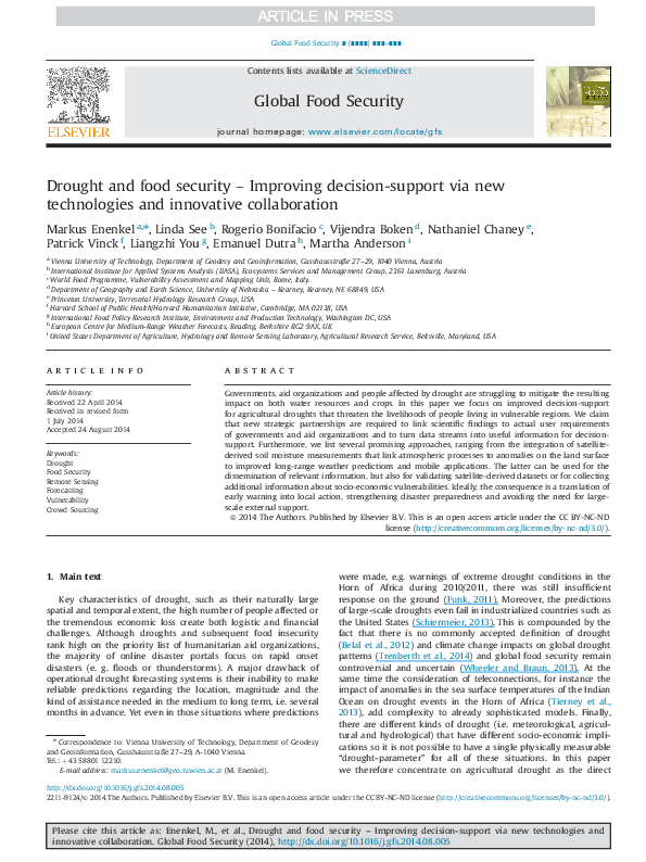 (PDF) Drought and food security – Improving decision-support via new ...