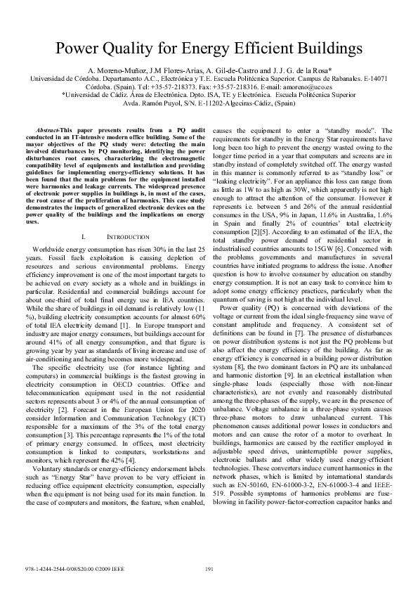 (PDF) Power Quality for Energy Efficient Buildings