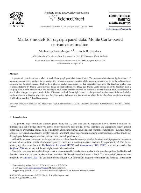 (PDF) Markov models for digraph panel data: Monte Carlo-based ...