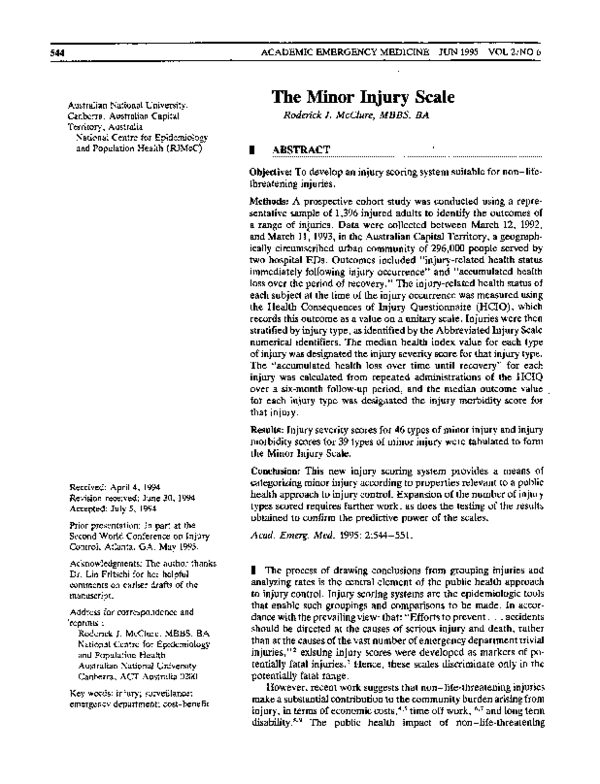 (PDF) The Minor Injury Scale
