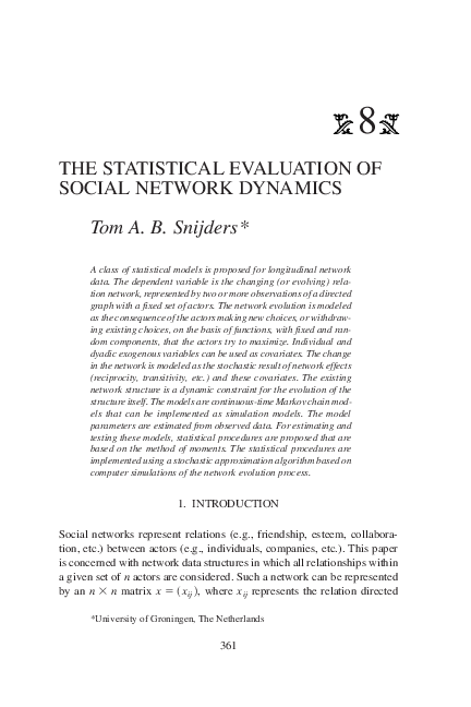 (PDF) The Statistical Evaluation of Social Network Dynamics