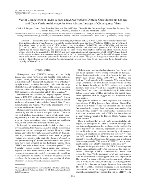(PDF) Vector competence of Aedes aegypti and Aedes vittatus (Diptera ...