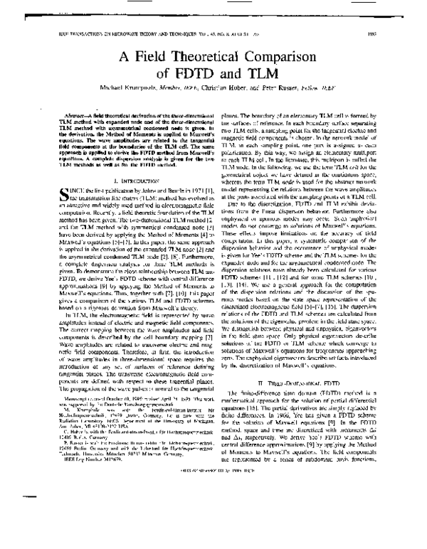(PDF) A field theoretical comparison of FDTD and TLM