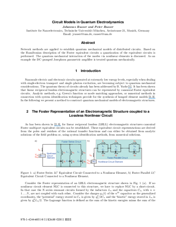 (PDF) Circuit models in quantum electrodynamics