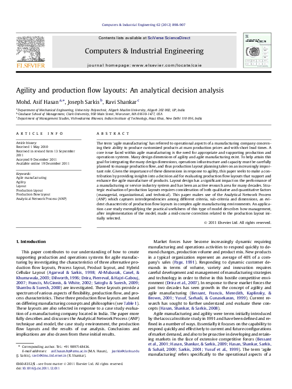 (PDF) Agility and production flow layouts: An analytical decision analysis