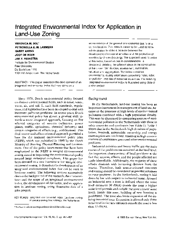 (PDF) Integrated environmental index for application in landuse zoning