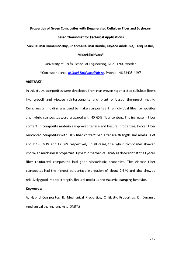 (PDF) Properties of green composites with regenerated cellulose fiber ...