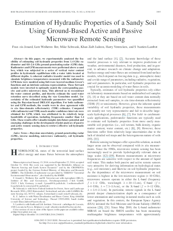 (PDF) Estimation of Hydraulic Properties of a Sandy Soil Using Ground ...