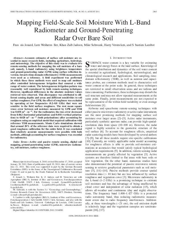 (PDF) Mapping field scale soil moisture with L-band radiometer and off ...