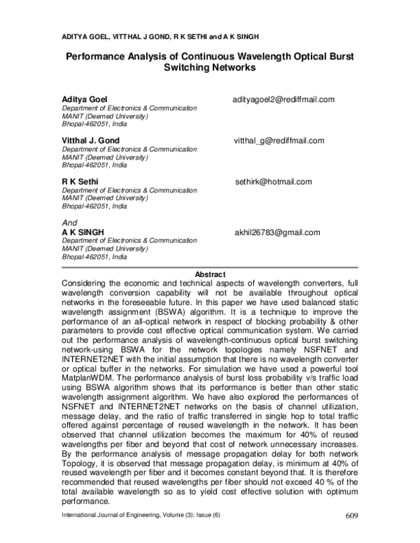 (PDF) Performance Analysis of Continuous Wavelength Optical Burst ...