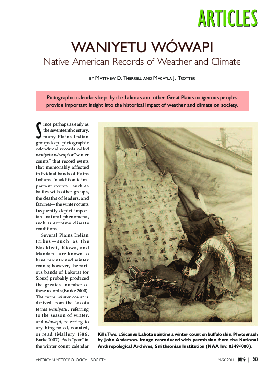 (PDF) Waniyetu Wówapi: Native American Records of Weather and Climate