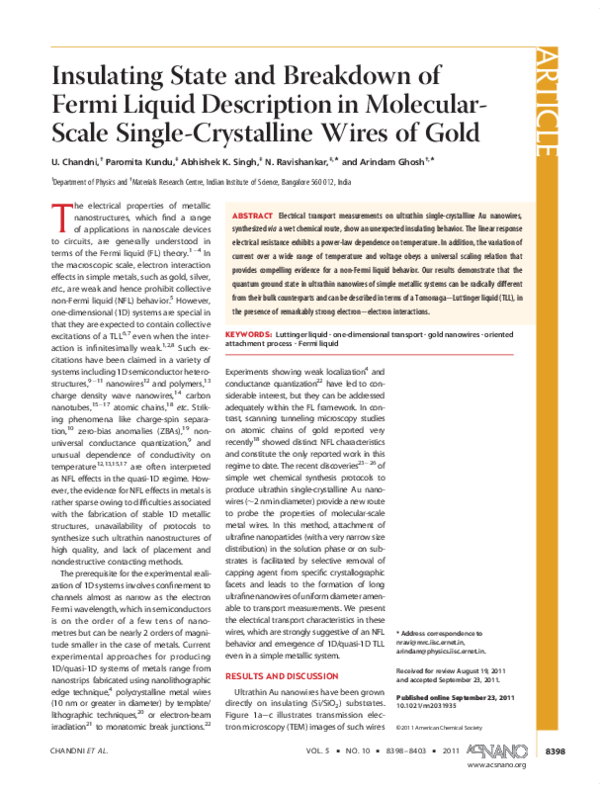 (PDF) Insulating State and Breakdown of Fermi Liquid Description in ...
