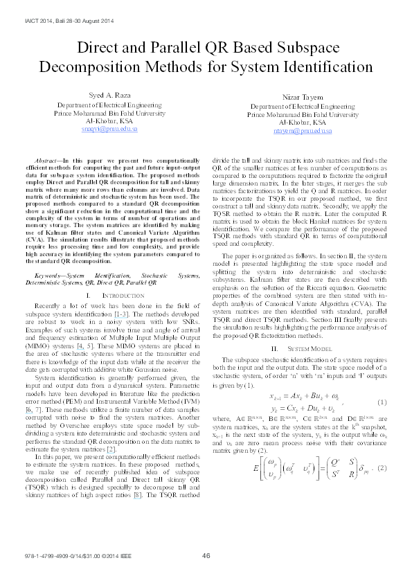 (PDF) Direct and Parallel QR based subspace decomposition methods for ...