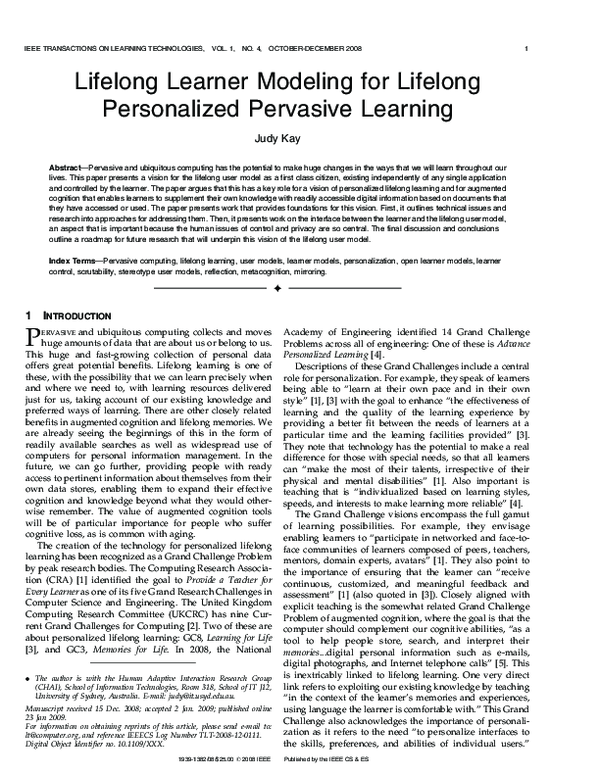 (PDF) Lifelong Learner Modeling for Lifelong Personalized Pervasive ...