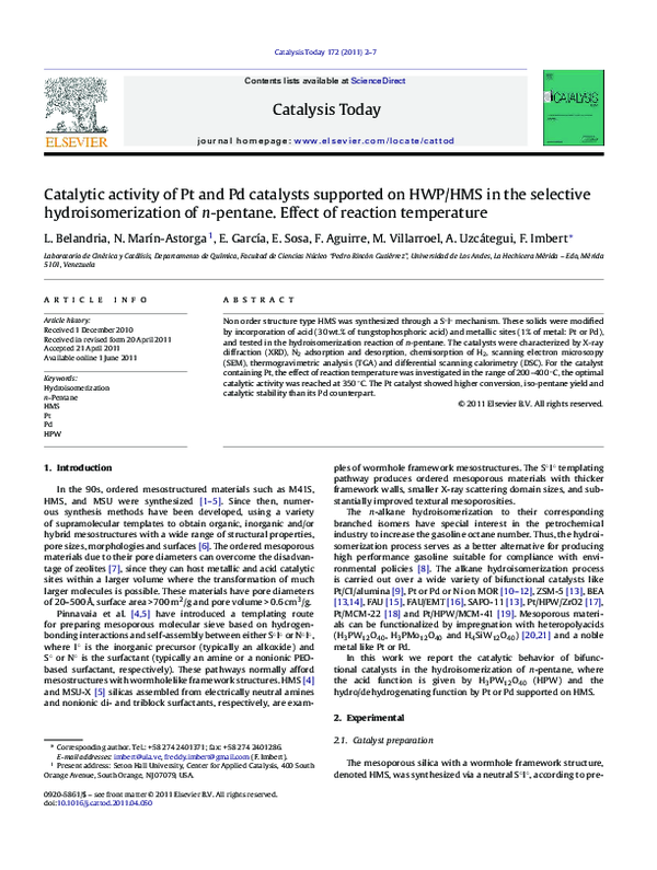 (PDF) Catalytic activity of Pt and Pd catalysts supported on HWP/HMS in ...