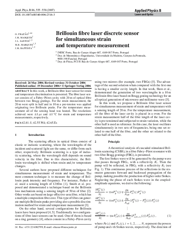 (PDF) Brillouin Fibre Laser Sensor for Strain and Temperature ...