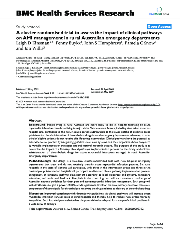 (PDF) A cluster randomised trial to assess the impact of clinical ...
