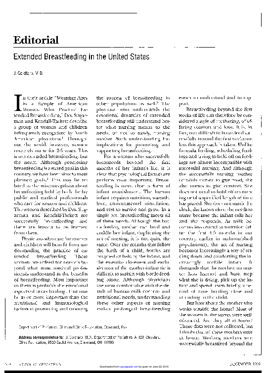 (PDF) Extended Breastfeeding in the United States James Goldfarb