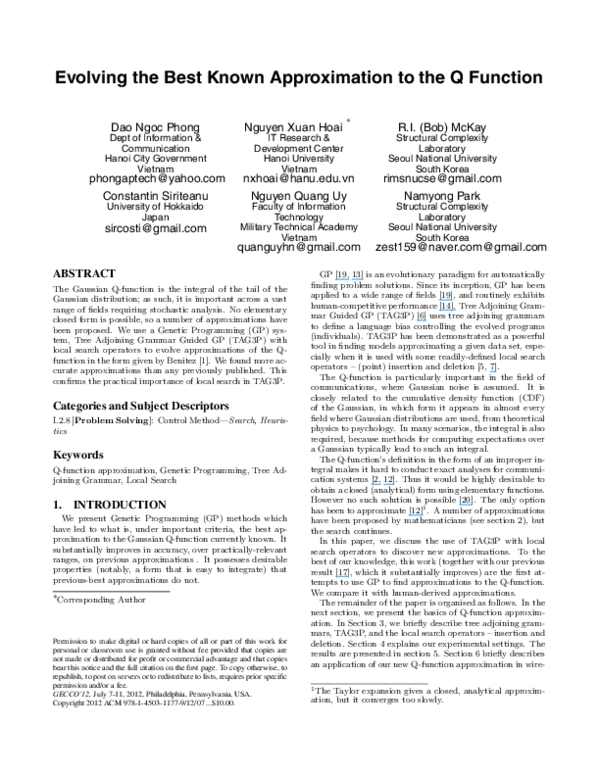 (PDF) Evolving the best known approximation to the Q function