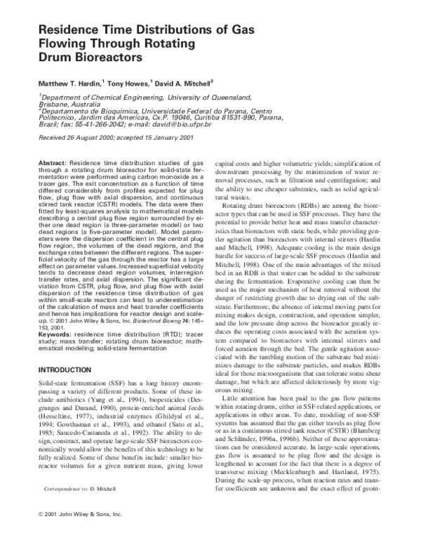 (PDF) Residence time distributions of gas flowing through rotating drum ...