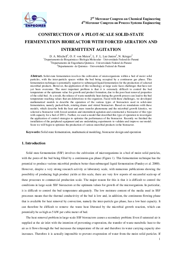 (PDF) CONSTRUCTION OF A PILOTSCALE SOLIDSTATE FERMENTATION BIOREACTOR