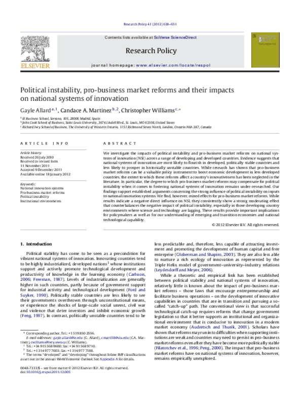 (PDF) Political instability, pro-business market reforms and their ...