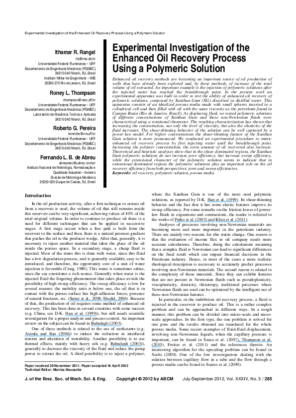 (PDF) Experimental investigation of the enhanced oil recovery process ...