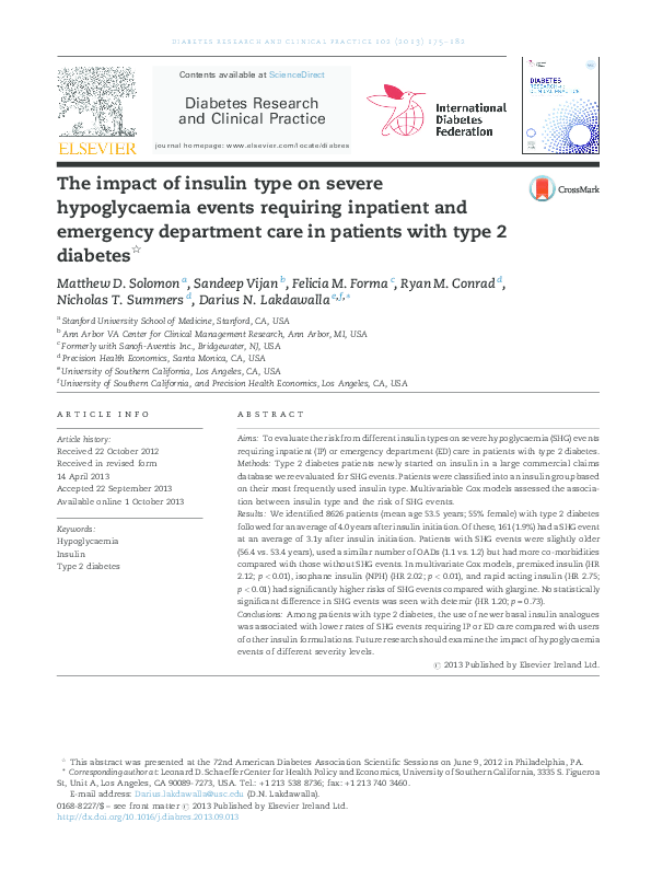 (PDF) The impact of insulin type on severe hypoglycaemia events